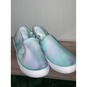 Tie Dye Multicolor Canvas Comfort Casual Shoes women size 7custom slip on
